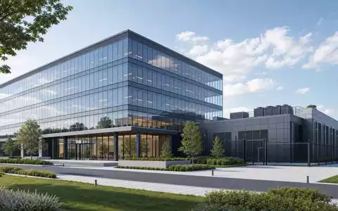 Verisign Inc. (US92343E1029) unterhält moderne Bürogebäude mit gesichertem Rechenzentrum, hier architektonisch visualisiert dargestellt - Foto: THN