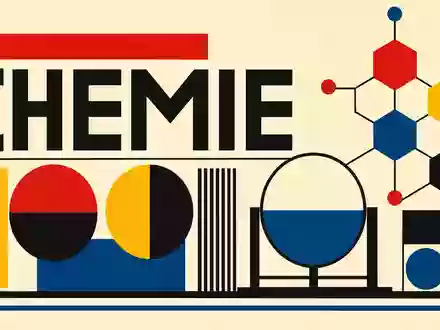 Geometrisches Bauhaus-Poster mit dem Wort CHEMIE repräsentiert anschaulich die Branche von Brenntag SE ISIN DE000A1DAHH0 - Foto: THN