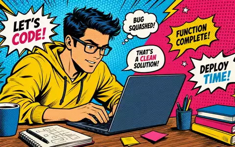 AppLovin Corp. ISIN US03782L1017 Pop Art Comic eines Entwicklers beim Coding mit farbigen Sprech Blasen - Foto: THN