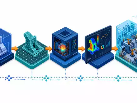 ANSYS Inc. isometrische Wertschöpfungskette von CAD-Design bis zum digitalen Zwilling, ISIN US0357101090 - Foto: THN
