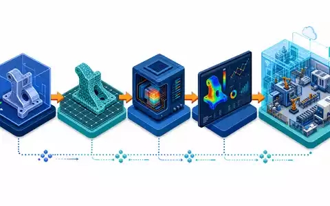 ANSYS Inc. isometrische Wertschöpfungskette von CAD-Design bis zum digitalen Zwilling, ISIN US0357101090 - Foto: THN