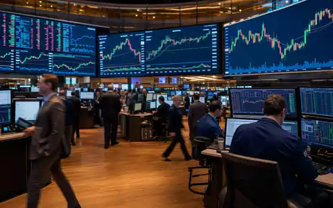 Analog Devices Inc. US0326541051 Börsenhandelssaal mit Halbleiter-Sektorkursen auf digitalen großen Bildschirmen NASDAQ - Foto: THN