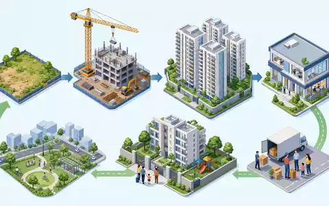 Equity Residential US29476E1073 isometrische 3D Darstellung der Wertschöpfungskette von Grundstück bis fertigem Mietwohngebäude - Foto: THN