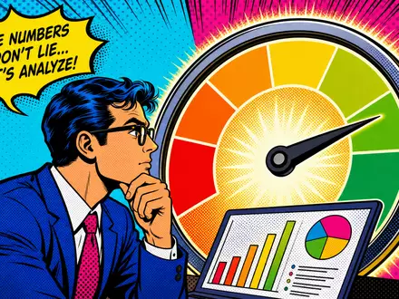 Equifax Inc. US2944291051 Pop Art Comic mit Analysten vor buntem Kredit Score Zifferblatt - Foto: THN