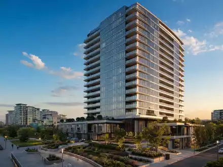 Architektur-Render eines modernen Glas-Wohnhochhauses am Wasser im Portfolio von Essex Property Trust US29717P1049 - Foto: THN