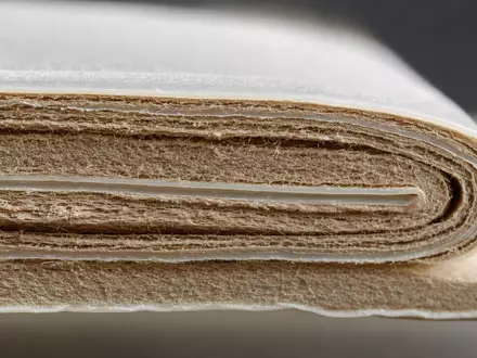 SIG Group AG CH0435377954 zeigt eine Makroaufnahme von Kartonverbundmaterial mit feinen Schichten als technisches Detailmotiv - Foto: THN