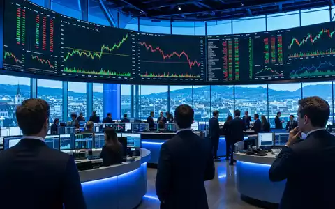 SIG Group AG CH0435377954 begleitet eine Editorial-Szene im Schweizer Börsen-Handelsraum mit Verpackungssektor-Aktiencharts auf Bildschirmen - Foto: THN
