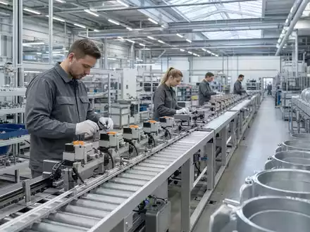 Belimo Holding AG (ISIN CH1101098163) fertigt Klappenantriebe fĂŒr LĂŒftungskanĂ€le in moderner Fabrikhalle - Foto: THN