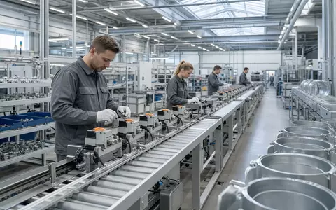 Belimo Holding AG (ISIN CH1101098163) fertigt Klappenantriebe für Lüftungskanäle in moderner Fabrikhalle - Foto: THN