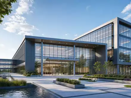 Belimo Holding AG (ISIN CH1101098163): Architektur-Render zeigt modernes FirmengebĂ€ude fĂŒr GebĂ€udetechnik mit Glasfassade - Foto: THN