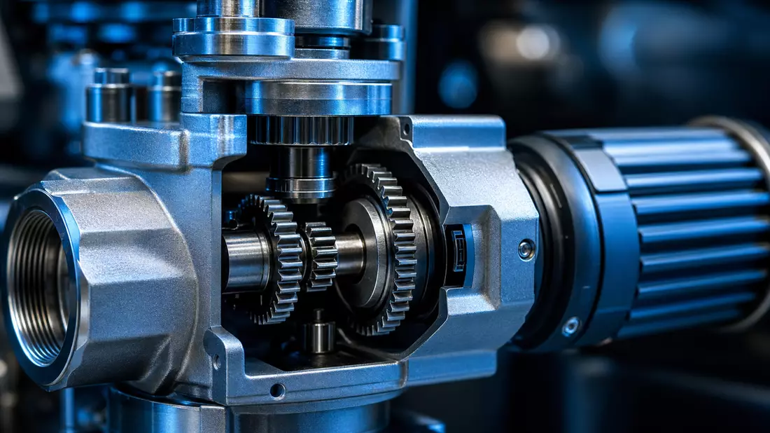 Makrofotografie eines präzisen Metallventilmechanismus für Klimaanlagen