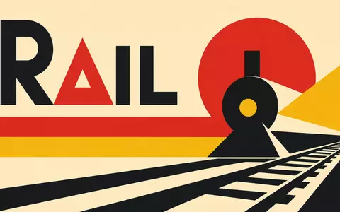 Stadler Rail AG (CH0002178181) symbolisiert ein Bauhaus-Poster mit Sektor-Text den Schienenfahrzeugbau grafisch klar - Foto: THN