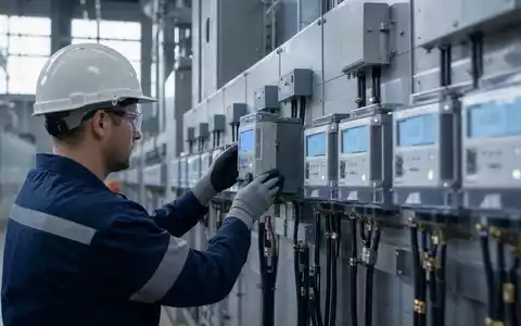 Fotorealistisches Motiv zeigt Landis+Gyr Group AG (CH0371153492) mit intelligenten Stromzählern in moderner Verteilstation - Foto: THN