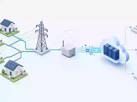 Isometrische 3D-Grafik illustriert Landis+Gyr Group AG (CH0371153492) Wertschöpfungskette vom Zähler bis zur Cloud - Foto: THN