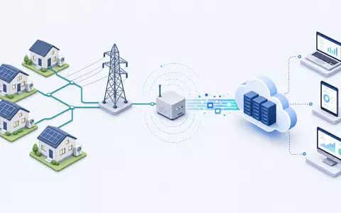 Isometrische 3D-Grafik illustriert Landis+Gyr Group AG (CH0371153492) Wertschöpfungskette vom Zähler bis zur Cloud - Foto: THN