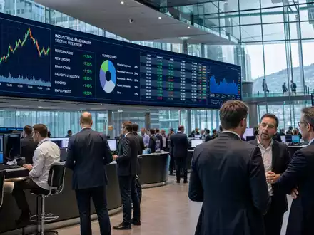 Börsen-Editorial zeigt SIX Swiss Exchange mit Charts zum Maschinenbau-Titel Bucher Industries AG (CH0002432174) - Foto: THN