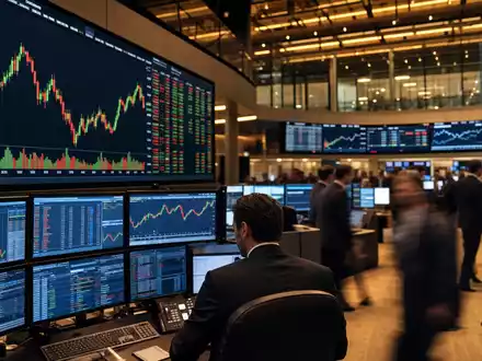 Bilfinger SE (DE0005201602) Börsen Editorial zeigt SDAX Chartanalyse auf dem Handelsfloor der Frankfurter Wertpapierbörse - Foto: THN