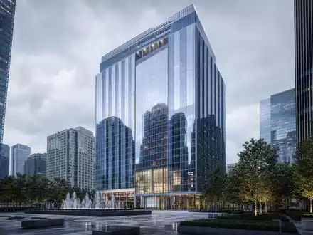 BlackRock Inc. modernes Hauptgebäude New York als Architektur-Render mit Glasfassade, ISIN US09247X1019 - Foto: THN