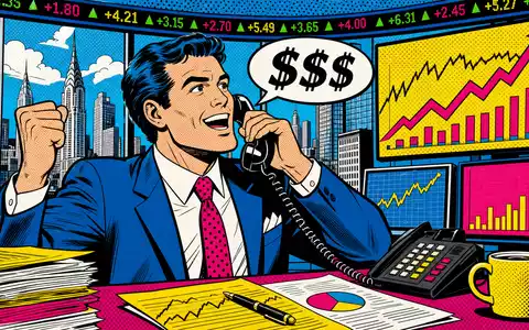 BlackRock Inc. Vermögensverwalter in einem bunten Pop-Art-Comic mit steigenden Börsenkursen, ISIN US09247X1019 - Foto: THN