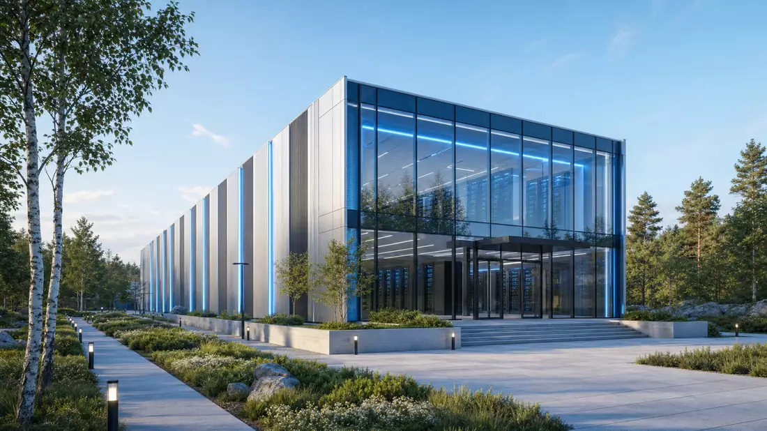 Architektur-Render eines modernen Rechenzentrums, Telia Company AB, SE0000667925