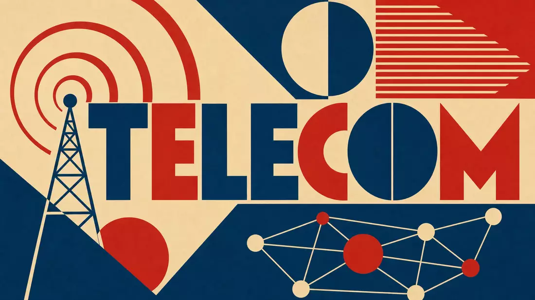 Bauhaus-Poster mit Signalwellen und Netzwerk, Telia Company AB, SE0000667925