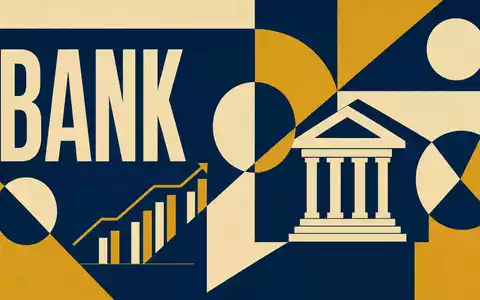 Geometrisches Bauhaus-Poster mit Sektor-Kürzel BANK repräsentiert die Branche von Skandinaviska Enskilda Banken, ISIN SE0000148884 - Foto: THN