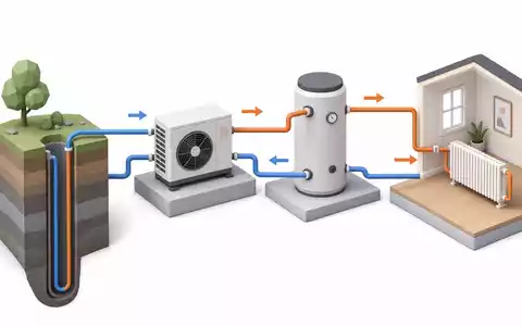Nibe Industrier AB (SE0015988019) visualisiert isometrisch die komplette Wertschöpfungskette von Erdsonde bis zum Heizkörper - Foto: THN