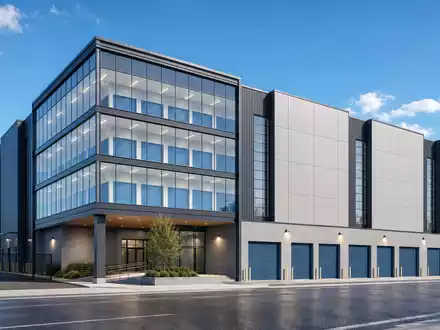 Big Yellow Group plc (ISIN GB0002869419): architektonisches 3D-Render eines modernen mehrstöckigen Selfstorage-Gebäudes mit Glasfassade - Foto: THN