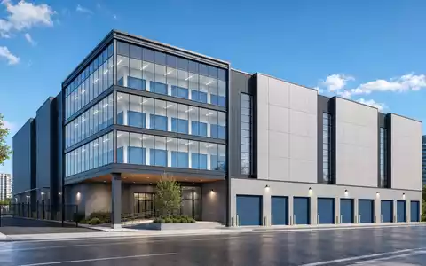 Big Yellow Group plc (ISIN GB0002869419): architektonisches 3D-Render eines modernen mehrstöckigen Selfstorage-Gebäudes mit Glasfassade - Foto: THN