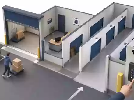 Big Yellow Group plc (ISIN GB0002869419): isometrische 3D-Illustration der Selfstorage-Wertschöpfungskette mit Zugangs-Tastenfeld - Foto: THN