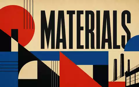 Victrex plc (ISIN GB0009292243) wird als Bauhaus-Poster mit geometrischen Formen und dem Wort MATERIALS interpretiert - Foto: THN