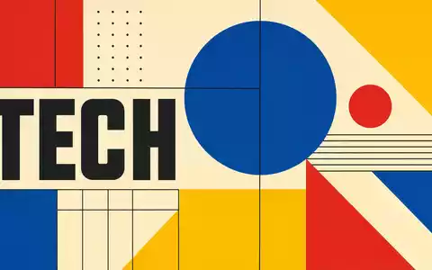 Computacenter plc GB00BV9FP302 abstrahiert als Bauhaus-Poster mit geometrischen Formen und dem Wort TECH - Foto: THN