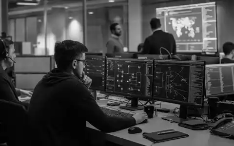 Softcat plc (GB00BYZ2B577) unterstützt Unternehmen mit IT-Support, dargestellt in dokumentarischer Schwarzweiß-Aufnahme eines Helpdesks - Foto: THN