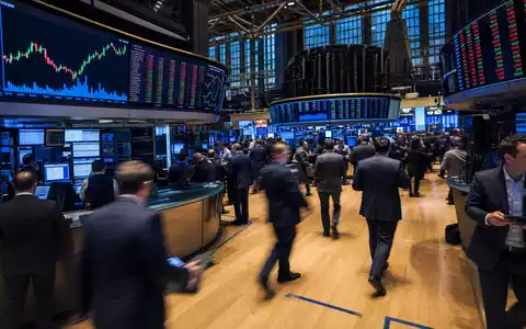 Börsen-Editorialfoto zeigt NYSE-Trading-Floor für The Goldman Sachs Group Inc., Aktie US38141G1040, Finanzcharts Bildschirme - Foto: THN