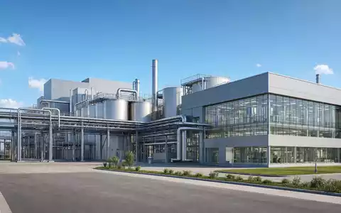 Architektur-Render einer Industrieanlage repräsentiert GEA Group AG, ISIN DE0006602006, im Bereich Lebensmittelverarbeitungstechnik - Foto: THN
