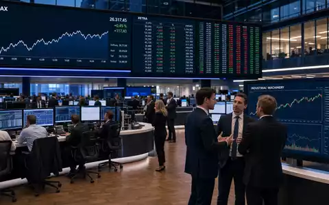 Editorial-Aufnahme eines Trading-Floors mit MDAX-Charts illustriert Börsennotierung von GEA Group AG, ISIN DE0006602006, an Xetra - Foto: THN