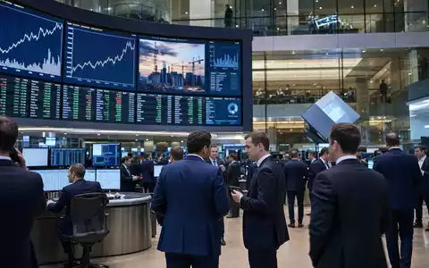 Balfour Beatty plc (ISIN GB0002422382) zeigt editorialartig einen Londoner Trading-Floor mit Bau- und Infrastruktur-Sektorcharts - Foto: THN