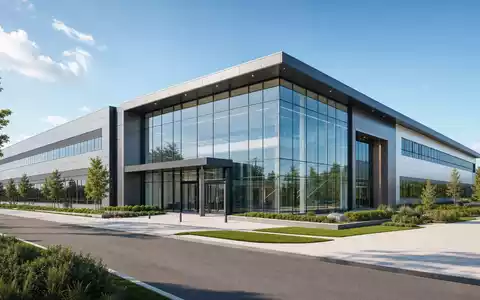 Diploma PLC GB0001820412 visualisiert modernen Architektur-Render eines Technologie-Firmensitzes mit Glasfassade und klaren Linien - Foto: THN
