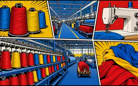 Coats Group plc GB0002335270 inszeniert farbenfrohen Pop-Art-Comic mit bunten Fadenspulen und stilisierter alter NĂ€hmaschine - Foto: THN