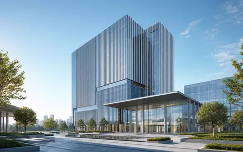 Architektur-Render eines modernen Hochhauses veranschaulicht den Firmensitz von Bankinter S.A. (ISIN ES0113679137), gläserne Fassade - Foto: THN