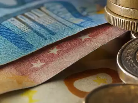 Makroaufnahme von Euro-Banknoten und Münzen veranschaulicht das Kerngeschäft von Bankinter S.A. (ISIN ES0113679137) im Bankensektor - Foto: THN