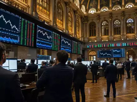 Börsen-Editorialfoto vom Trading-Floor in Madrid symbolisiert die Notierung von Bankinter S.A. (ISIN ES0113679137) im Index - Foto: THN