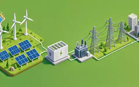 Isometrische 3D-Illustration der Energie-Wertschöpfungskette, passend zum Geschäftsmodell von Acciona S.A., ISIN ES0125220311 - Foto: THN