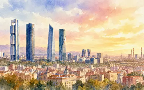 Enagás S.A. (ISIN ES0130960018) hat ihren Hauptsitz in Madrid, hier als stimmungsvolles Aquarellbild dargestellt - Foto: THN