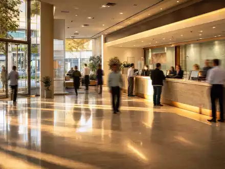 Fotorealistische Bankfiliale symbolisiert Geschäftsalltag der Banco Sabadell S.A., ISIN ES0113860A34, spanische Finanzbranche - Foto: THN