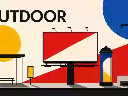 JCDecaux SE (ISIN FR0000077919) und der Außenwerbe-Sektor erscheinen hier als geometrisches Bauhaus-Poster mit Text OUTDOOR - Foto: THN