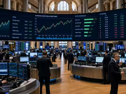 JCDecaux SE (ISIN FR0000077919) notiert an der Euronext Paris, hier symbolisiert durch einen belebten Börsenparkett - Foto: THN