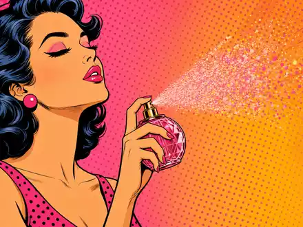 Interparfums SA (FR0004024222) inspiriert dieses farbenfrohe stilisierte Pop-Art-Comic mit einer glücklich duftversprühenden jungen Frau - Foto: THN