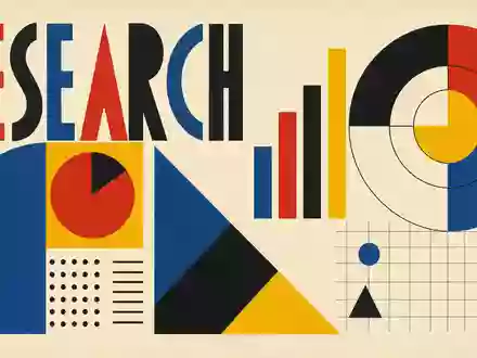 Ipsos SA (ISIN FR0000073298) geometrisches Bauhaus-Poster mit Sektor-Text RESEARCH und abstrakten Datenformen - Foto: THN
