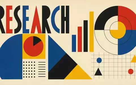 Ipsos SA (ISIN FR0000073298) geometrisches Bauhaus-Poster mit Sektor-Text RESEARCH und abstrakten Datenformen - Foto: THN